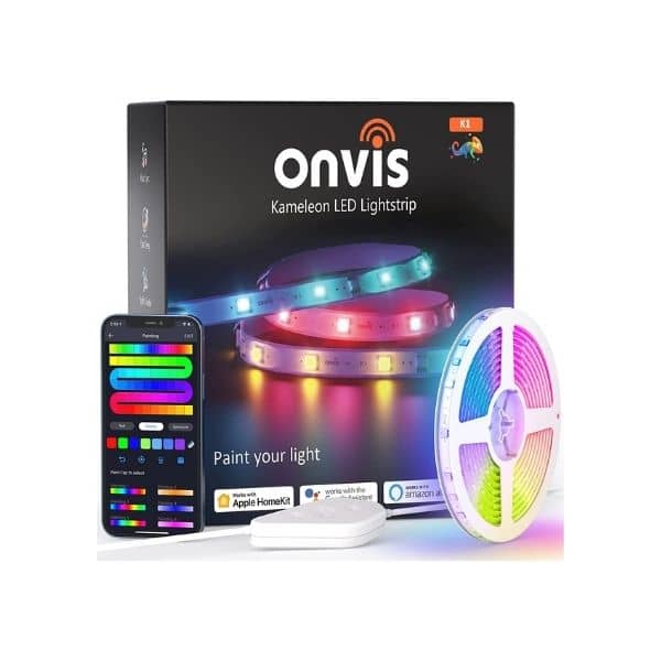 Onvis RGBIC WLAN LED-Streifen - Funktioniert mit Apple HomeKit, Amazon Alexa und Google Assistant - mit Musiksynchronisation
